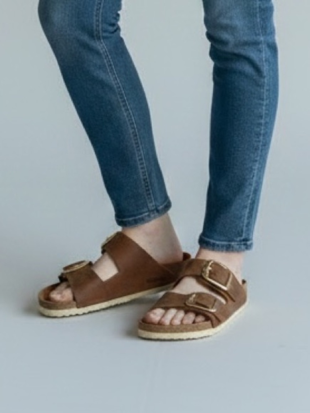 Birkenstock Arizona Big Buckle Slide Sandals - Antique Cognac Oiled Leather